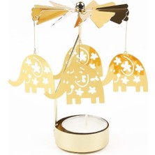 Altın Renkli Dönen Metal Mumluk Şans Getiren Fil Tasarımlı Isı ile Dönen Mumluk