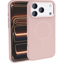 Mobilefix iPhone 17 Pro Max Kılıf M-Safe Şarj Özellikli Metal Kamera Çerçeveli Zore Edi Silikon Kapak - Rose G