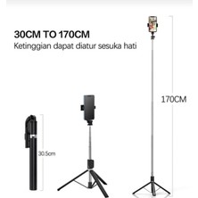Feyza Design Işıklı Ayaklı Tripot ve Selfie Çubuğu, 30-170CM, Telefon Tutucu