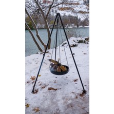 Feyza Design Pratik ve Güvenli Tripot Askılı Ateş Çukuru, Kamp ve Piknik Için Ideal