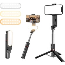 Feyza Design Siyah LED Işıklı Kablosuz Selfie Çubuğu Tripod Monopod
