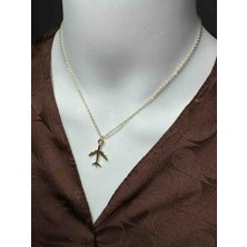 Uno Di Famiglia Zarif Uçak Figürlü Çelik Kolye , Gökyüzü Temalı Kolye