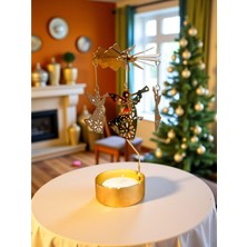 Altın Renkli Dönen Metal Mumluk Melek Kız Tasarımlı Isı ile Dönen Dilek Çanı