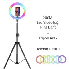 Feyza Design 8 Inç Rgb Çok Renkli LED Işık, Tripod, Selfie Çubuğu ve Tiktok Işığı