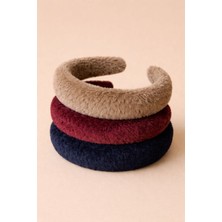 Store 3’lü Peluş Kalın Taç Seti – Vizon Bordo Lacivert