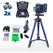 Feyza Design 16 Yönlü 360 Derece Lazer Terazi Metre Çizgi Tripotlu Çift Batarya