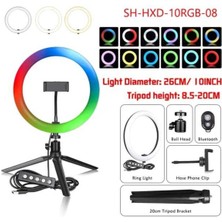 Feyza Design 10 Inç Rgb LED Işık, Mini Tripod, Makyaj ve Selfie Işığı