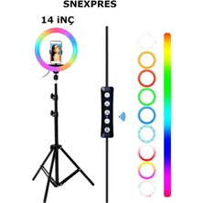 Feyza Design 14 Inç LED Rgb Ring Işıklı Tripod, Youtuber ve Makyaj Işığı