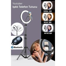 Feyza Design LED Işıklı Ayaklı Tripod, Telefon Tutucu, Video ve Fotoğraf Çekimi