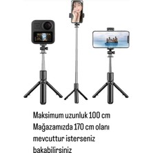 Feyza Design Siyah Kablosuz Selfie Çubuğu ve Tripod 100 cm Monopod