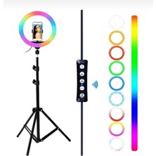 Feyza Design 8 Inç Rgb Renkli Işıklı Tripod LED Işık, Youtuber ve Kuaför Kullanımı