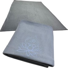 Yumuşak ve Şık Lotus Çiçekli Siyah Polar Yoga Battaniyesi