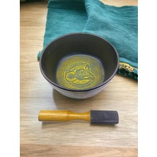 Renk Işlemeli Tibet Kase ve Meditasyon Çanı, Tokmaklı 18CM