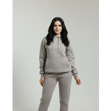 Taş Kadın 3 Iplik Içi Pamuklu Kanguru Eşofman Takımı Kışlık Yumuşacık Dokulu Polarlı Yünlü