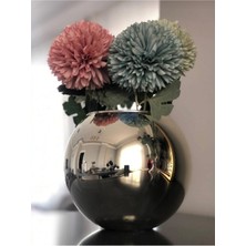 Şık Aynalı Cam Vazo, Gümüş Parlak Dekoratif Tasarım