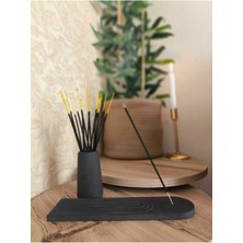 Şık Siyah Çizgili Dekoratif Tütsülük ve Vazo Seti