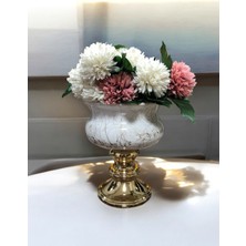 Şık Beyaz Gold Mermer Dekoratif Obje, Ayaklı Saksı Tasarımı