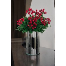 20 cm Beyaz Gümüş Aynalı Yuvarlak Vazo, Şık ve Modern Tasarım