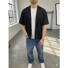 Oversman Oversize Siyah Tek Düğme Siyah Gömlek