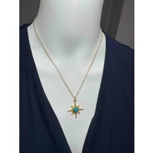 Uno Di Famiglia Taşlı Kutup Yıldızı Figürlü Çelik Kolye , Kutup Yıldızı Kolye