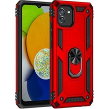 Novis Liora Newface Samsung Galaxy A03 Kılıf Sofya Yüzüklü Silikon Kapak - Kırmızı