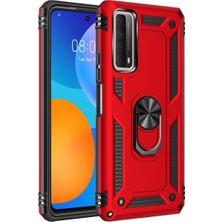 Novis Liora Newface Huawei P Smart 2021 Kılıf Sofya Yüzüklü Silikon Kapak - Kırmızı
