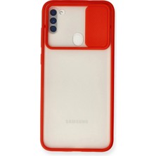 Novis Liora Newface Samsung Galaxy A11 Kılıf Palm Buzlu Kamera Sürgülü Silikon - Kırmızı