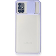 Novis Liora Newface Samsung Galaxy M51 Kılıf Palm Buzlu Kamera Sürgülü Silikon - Lila