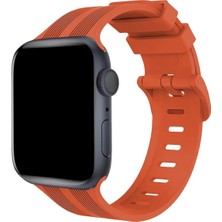 Novis Liora Newface Apple Watch 38MM KR408 Çizgili Silikon Kordon - Turuncu