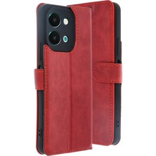 Novis Liora Newface Vivo Y28 Kılıf Trend S Plus Kapaklı Kılıf - Kırmızı