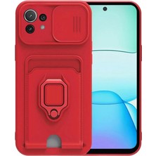 Novis Liora Newface Xiaomi Mi̇ 11 Lite Kılıf Zuma Kartvizitli Yüzüklü Silikon - Kırmızı