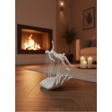 Eco Lounge Dekoratif El Üzerinde Insan Figürü Beyaz Minimal Sanatsal Biblo