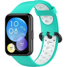 Novis Liora Newface Huawei Watch Fit 2 Spor Delikli Kordon - Turkuaz-Beyaz