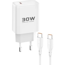 Getittir Joko JK89 30W Type-C Çıkışlı Ekstra DC67 1m Type-C To Type-C Kablolu Pd Şarj Cihazı - Beyaz