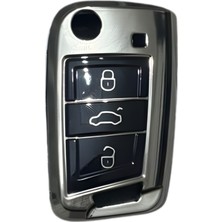 Autohan Keys Vw Golf 7, Golf 7.5, Tiguan, Polo Uyumlu Lüks Nano Anahtar Koruma Kılıfı, Gümüş Renk