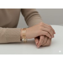 Akfecan Çelik 316L Üçlü Ajda Bilezik 65MM