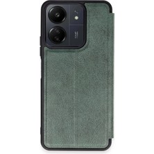 Newface Xiaomi Redmi 13C Kılıf Flip Cover - Koyu Yeşil