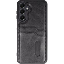Newface Samsung Galaxy S24 Fe Kılıf Sara Kartvizitli Deri Kılıf - Siyah
