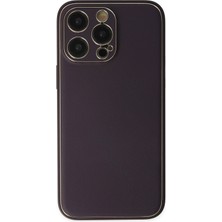 Newface Iphone 13 Pro Max Kılıf Coco Deri Silikon Kapak - Derin Mor