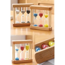 Feyza Design Şık Ahşap 1-3-5 Dakika Ayarlı Dekoratif Kum Saati, Ofis Için Zarif Tasarım