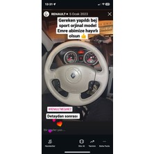 İskender Oto Aksesuar Direksiyon Kılıfı Megane 2 ve Scenic 2  Privelege Bej Sport Direksiyon Klıfı Detay Deri Direksiyon