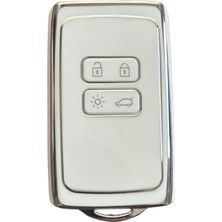 Autohan Keys Lüx Renault Anahtar Kılıfı, Beyaz Gümüş, Clio E-Tech, Austral, Megane 4, Talisman, Clio 5 Modelleri Için Nano Koruyucu