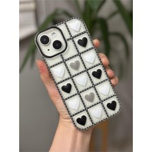 Go Aksesuar 13-14 ve 15 ile Uyumlu 3D Prizma Tasarımlı Kare Kalp Desenli Esnek Silikon Kılıfı