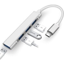 Happy Type-C To 4 Port USB 3.0 Hub Çoklayıcı ve Otg Yüksek Hızlı Super Speed Çoklayıcı Çoğaltıcı Çevirici Adaptör Cep Telefonuna USB Bağlama Imkanı