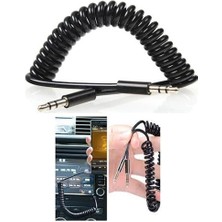 1 Metre Spiralli Aux 3.5mm Kulaklık Ses Aktarma Kablosu, Araç Telefon Tablet Laptop Pc