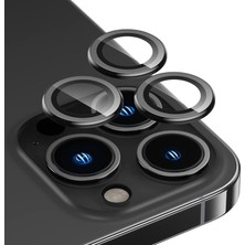 Heartz iphone 14 Pro / 14 Pro Max Siyah Için Kamera Lens Koruyucu Çizilmez Hd Görüntü Bozmaz Metal Temperli Cam