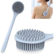Aputue Silikon Vücut Fırçası, Uzun Saplı Banyo Duş Fırçası, Bpa Içermeyen Çift Taraflı Sırt Fırçası, Cilt Peeling ve Masaj Için Duş Fırçası