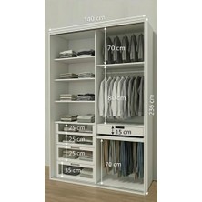 Mukotoys Pureline Glass 140 – Mdf Sürgü Kapaklı, Cam Çekmeceli Gardırop