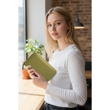 Basarideri Fermuarlı Hakiki Deri Kadın Cüzdanı 423 Fıstık Yeşili