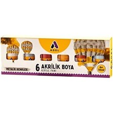 Akrilik Boya Seti, 6’lı, 25 Ml, Metalik Renkler, Yoğun Pigmentli, Su ile Inceltirilebilir, Çok Yüzeyli Kullanım